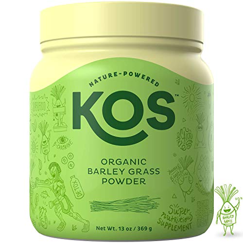 KOS Organic Barley Grass Powder | Non-GMO, Raw Barley Grass Powder | Fiber Rich, Antioxidant Heavy USDA Organic Plant Based Ingredient, 369g, 118 Serving