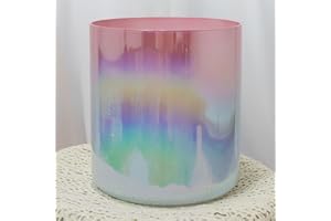 Alchemy Colorful Crystal Singing Bowl for Yoga Meditation & Sound Bath, Quartz Cosmic Light Chakra Sound Bowl with Suede Mall