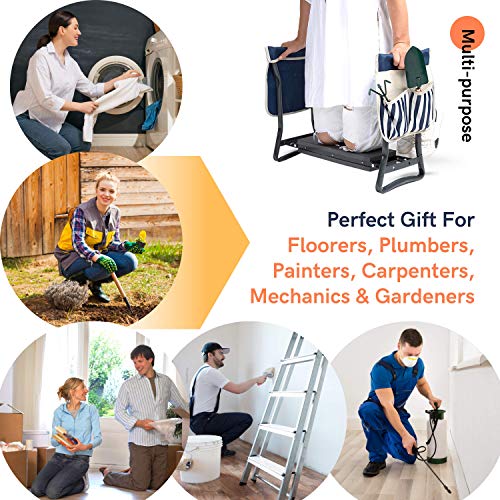 LYKO\'s Portable Garden Kneeler and Seat+2 Tool Bag-Gardening Bench W/ Free Garden Accessories Outdoor Tools Kit-Comfy Eva Foam Padded Garden Stool Kneeling Chair