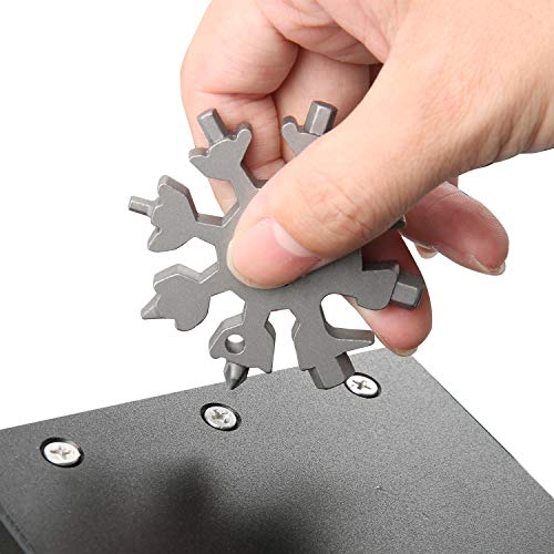 ATHLERIA 18-in-1 Snowflake Multi Tool Set - Stainless Steel Multitool Kit with Credit Card Tool, Carabiner - Pocket Multifunctional Gadgets for Outdoor Camping (Silver)