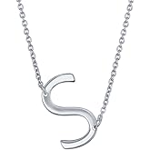 iJewelry2 Sideways Letter S Sterling Silver Initial Pendant Chain Necklace 18''
