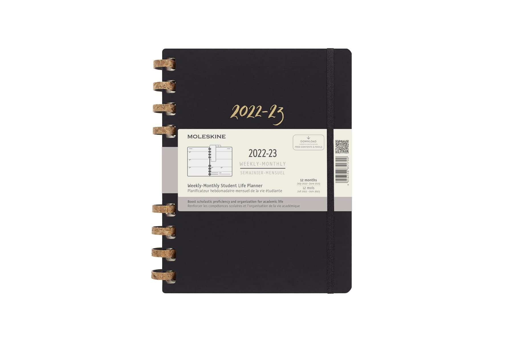 Moleskine 12 Month - Spiral Academic Planner 2022/23, X Large size, Remake Midnight
