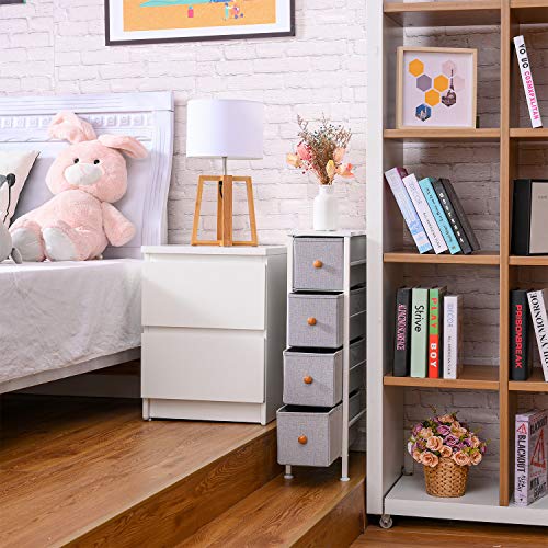 ROMOON Narrow Closet Organizer, 4 Drawer Fabric Storage Bins, Tall