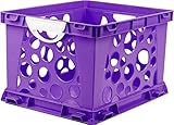 Storex Large Storage and Filing Crate with Comfort Handles, 17.25 x 14.25 x 10.5 Inches, Purple/White, Case of 3 (STX61754U03C)