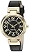 Nine West Women's NW/1908BKBK Easy to Read Gold-Tone and Black Strap Watch