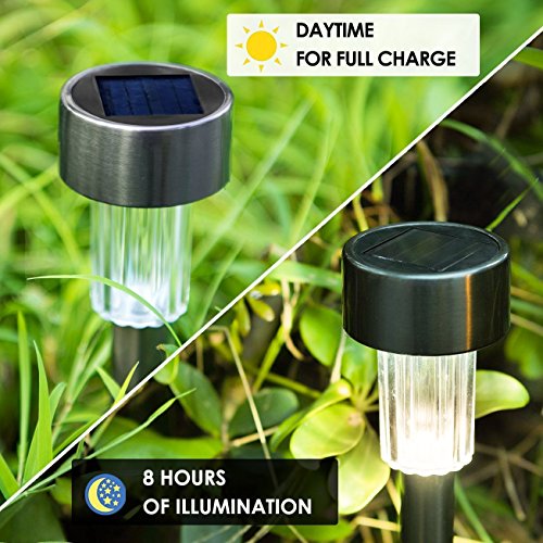 Solar Lights Outdoor 12 Pack Solar Pathway Lights Solar Garden Lights, Warm White Landscape Lighting for Lawn, Patio, Walkway, Driveway (Gunmetal)