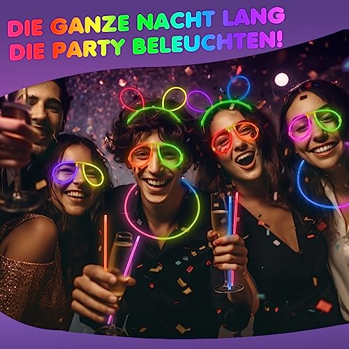Barras Luminosas, 100 Pulseras Luminosas Fluorescentes y 100 Conectores, Neon Kits para Crear Pulseras y Collares, Fiesta Nochevieja Navidad Boda Cumpleaños Decoracion Regalo para Niños Adultos