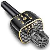 Moresky Karaoke Microphone Wireless Handheld Mic Bluetooth Speaker for Apple iPhone Android Samsung Smartphone iPad Home KTV Outdoor Party Singing, Support Music APP & TF Card