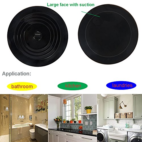 V-TOP Tub Stopper 2 Pack, 6 inches Large Silicone Drain Plug Sink Hair Stopper Flat Suction Cover for Kitchen Bathroom and Laundry