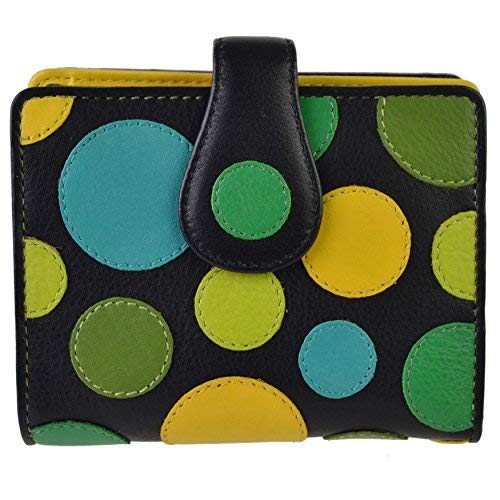 Visconti Ladies Leather Polka Dot Design Purse Wallet Gift Boxed Spots (Lily Pad)