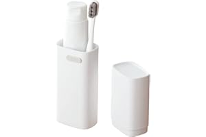 HYJERYTY Compact Small White Travel Toothbrush Holder Case with Ventilation Hole, Portable Travel Toothbrush Cup with Cover, Storage Container for School Camping Business Trip Bathroom