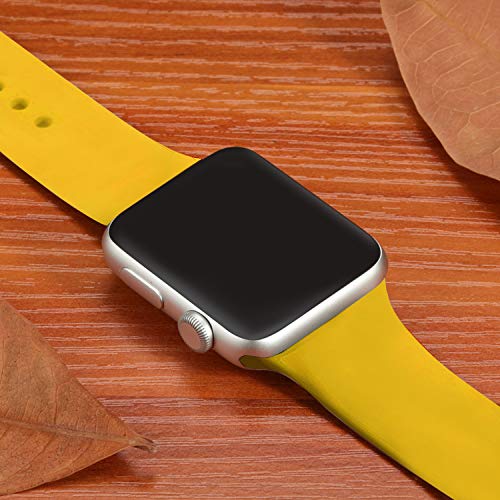 DaQin Compatible with Apple Watch Band 44mm 42mm, Sport Silicone Replacement Bands for iWatch Series 4 Series 3/2/1, Mango Yellow, M/L