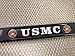 USA Patriotic Anodized Aluminum Thin Top | Narrow Top Car License Plate Frame with USMC | Marines - Black Insert with Free caps - Black