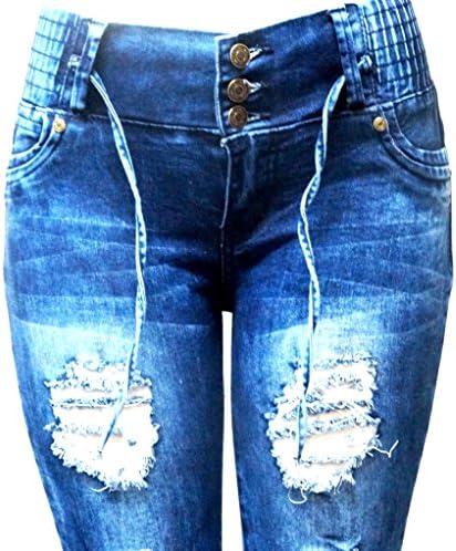 S-OK Juniors Womens Blue Skinny Denim Jeans Destroy Ripped Distressed Pants