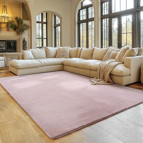 SIMPEX Teppich Rosa 200x280 cm Waschbarer Kurzflor Teppich, rutschfest & weich, modernes einfarbiges Design für Wohnzimmer, Schlafzimmer, Küche & Kinderzimmer.