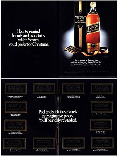 1987 Johnnie Walker Black Label: Remind Friends, Stickers, Johnnie Walker Print Ad