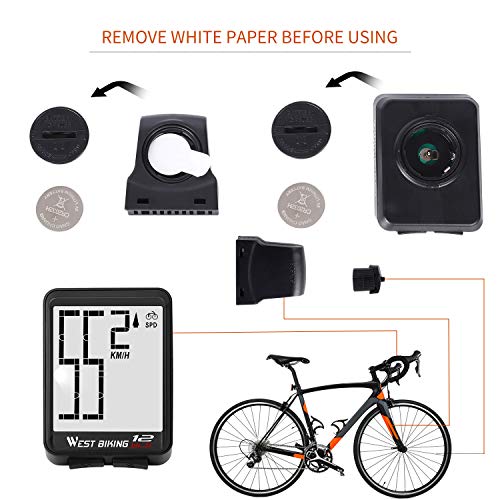 WESTGIRL Bike Computer Wireless, Cycling Speedometer Odometer Large Digits Automatic Speed Display Change, Waterproof EL Backlight Bicycle Computers
