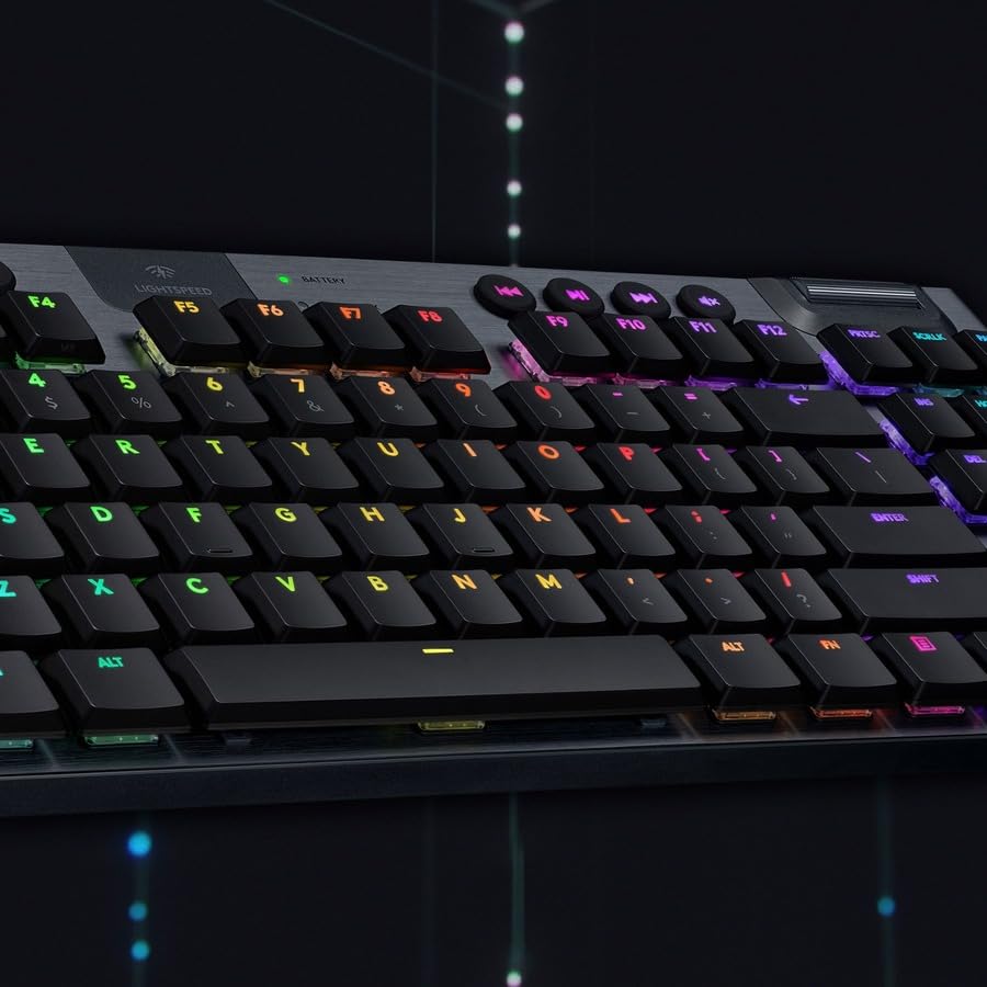 Logitech G915 TKL Tenkeyless Lightspeed Wireless RGB Mechanical Gaming Keyboard, Low Profile Switch Options, Lightsync RGB, Advanced Wireless and Bluetooth Support - Tactile