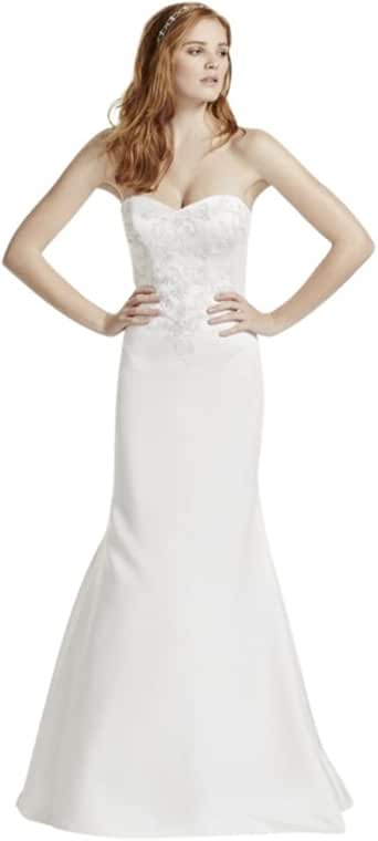 davids bridal sample satin sweetheart wedding dress  lace