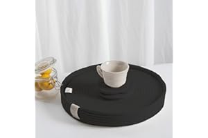 Art PineCone's Woven Cotton Rope Round Placemats Set of 4 with Holder Included, Non-Slip, and Heat Resistant for Your Perfect Table Decor! (Black, 13 inch Plus Coaster)