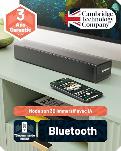 Oakcastle SB40 60W Bluetooth TV Soundbar 2.0 Compact 40 cm | Soundbar for TV & PC | Bluetooth | HDMI ARC, AUX & Optics | Remote Control & Wall Kit Included | 6 Sound Modes