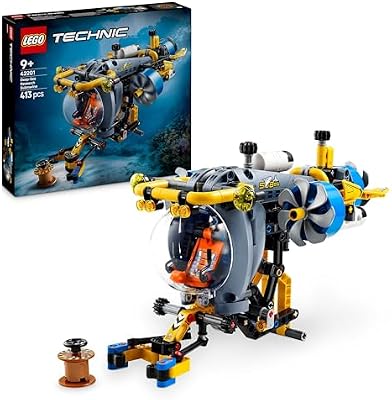 Technic Tiefseeforscher U-Boot Spielzeug, Bauspielzeug für Kinder, Jungen und Mädchen ab 9 Jahren, kreative Geschenkideen zum Geburtstag, baubares Fahrzeug, mit drehenden Propellern 42201