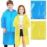 BFONS 2-3 Pack Rain Ponchos for Kids, Reusable Raincoats for Boys Girls with Hood and Sleeves, Waterproof Rain Jackets