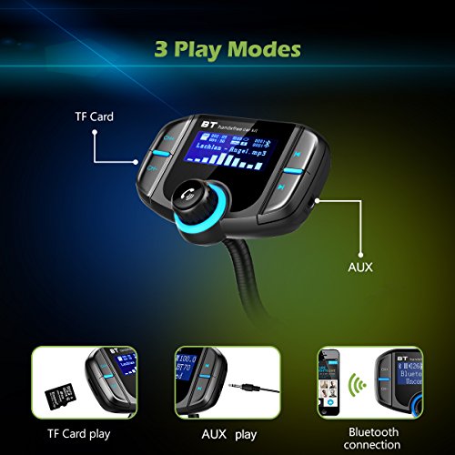 KeeKit Bluetooth FM Transmitter, Wireless In-Car FM Transmitter Radio Adapter Car Kit with 1.7in Display, QC3.0 + 5V/2.4A Dual USB, Hands-Free Calling for iPhone, All Smartphones & Audio Players - Thumbnail 3