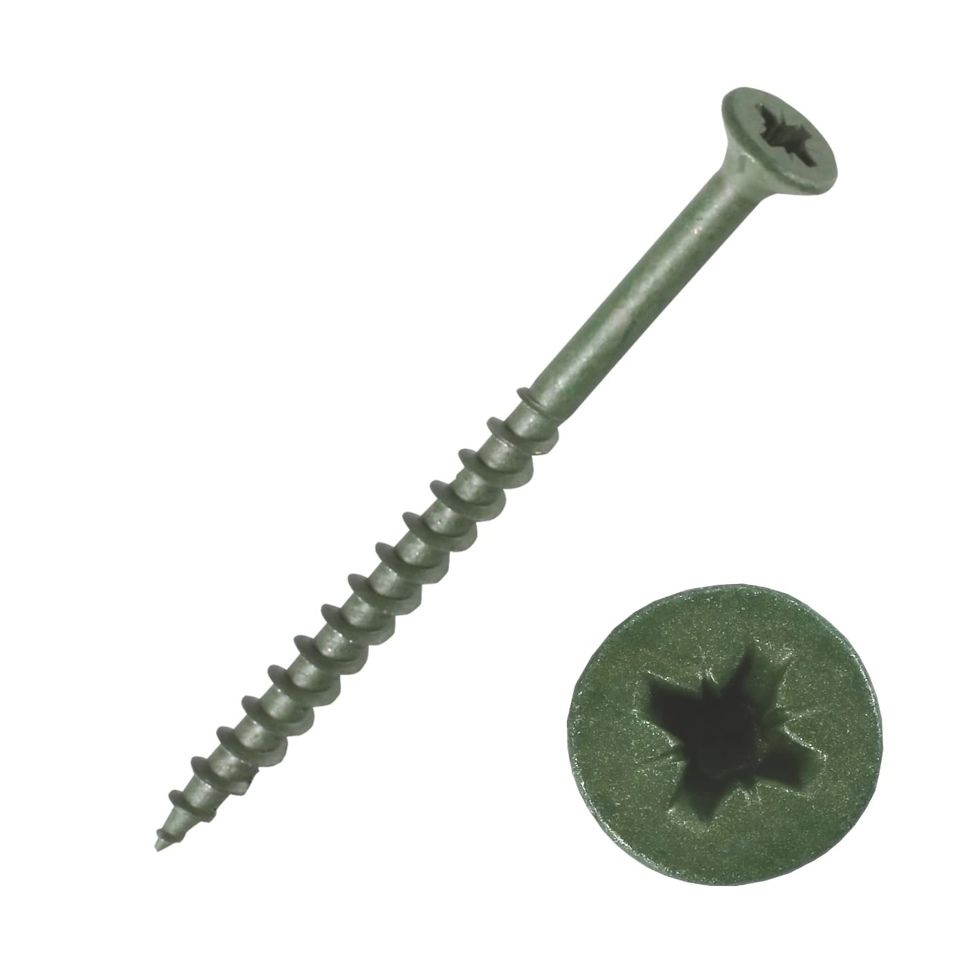 MultiScrew Decking Screws 4.0 X 40mm Pozi Drive Flat Countersunk Head Green Finish Anti Corrosion Screws 8g x 1.1/2" For Decking Fence Floorboard Hard And Softwood - Pack of 100