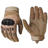 Military Hard Knuckle Tactical Gloves Motorcycle Gloves Motorbike ATV Riding Army Combat Full Finger Gloves for Men Airsoft Paintball Tan Large