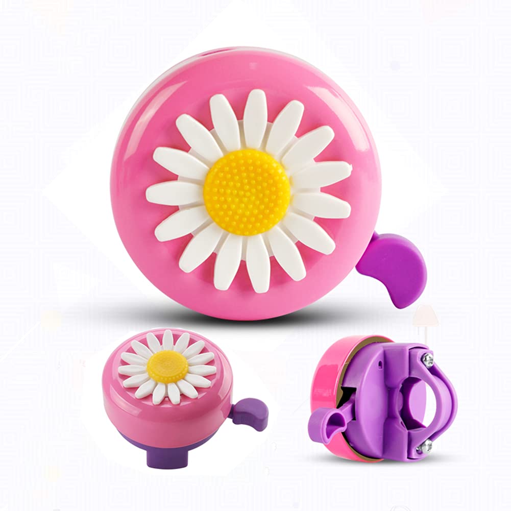 Holoras 2 Pack Kids Bike Bell, Cute Flower Bicycle Bell for Girls with Loud and Clear Sound, Road and Mountain Bike Ring Bell for Adults Kids (Pink Purple)