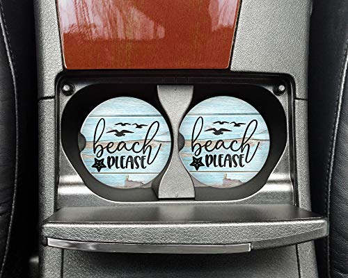 Beach please - Car coasters beach - Sandstone auto cup holder coasters - Mom mother gift - Gifts for young women