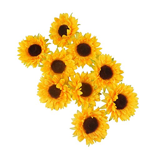 Colorfulife Artificial Silk 3.5" Sunflower Flower Head for Wedding Home Party Decoration Hair Clip Wreath Decorative (24)