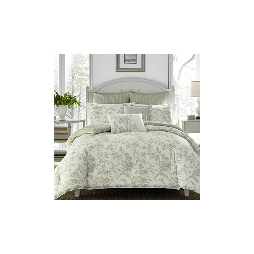 Laura Ashley Home King Size Comforter Set, Reversible Cotton Bedding