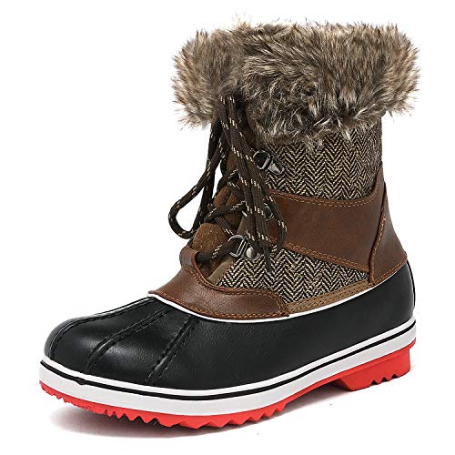 DREAM PAIRS Women's River_2 Brown Mid Calf Winter Snow Boots Size 9 M US