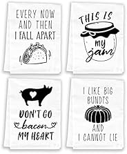 Miracu Funny Kitchen Towels and Dishcloths Sets of 4 - Mothers Day, Housewarming Gifts, House Warming Presents