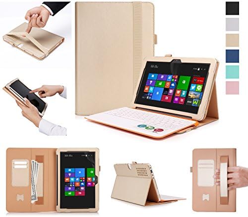 SongNi ASUS Transformer Mini T102HA Tablet Case, Multi Function Premium Folio PU Leather Slim Smart Case Cover for ASUS Transformer Mini T102HA 10.1 inch Tablet-Gold