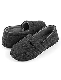 ULTRAIDEAS Women's Comfy Memory Foam Cotton Knit Slippers, Ladies' Plush Terry Lining Loafer Lightweight House Shoes with Indoor Outdoor Anti-Skid Rubber Sole