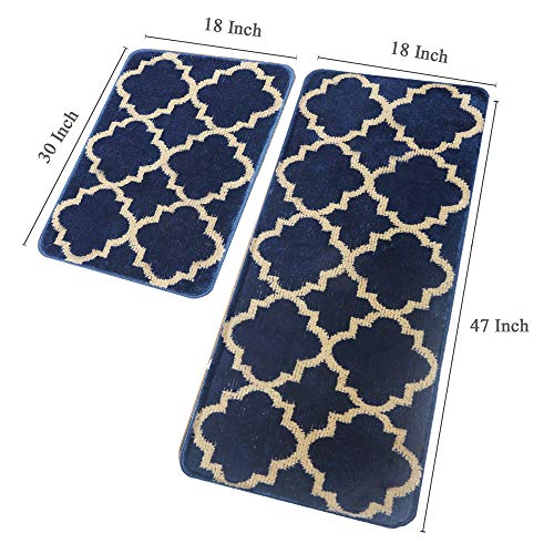 HEBE Kitchen Rug Set of 2 Pieces Non Slip Machine Washable Kitchen Rugs
