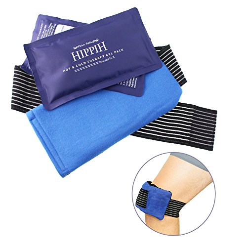 Reusable Ice Pack, HIPPIH Flexible Ice Pack for Injuries, Gel Ice Pack, Hot-Cold Therapy (Set of 2) with A Pouch & Elastic Wrap Strap