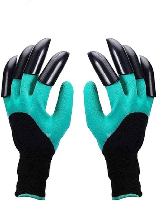Gardening gloves, with 8 plastic claws, is the perfect partner for gardening life, gardening gifts（green)