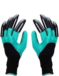 Gardening gloves, with 8 plastic claws, is the perfect partner for gardening life, gardening gifts（green)