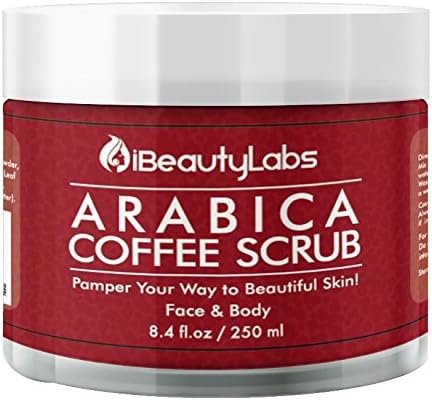 iBeautyLabs Arabica Coffee Face and Body Scrub – Antimicrobial Scrub for Dry and Dead Skin Removal – 100% Natural Facial Scrub and Exfoliator, Paraben and Sulphate Free