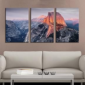 3 Panel Canvas Wall Art - Majestic Natural Landscape Triptych Canvas Series - Yosemite at Sunrise - Giclee Print Gallery Wrap Modern Home Art Ready to Hang - 16"x24" x 3 Panels