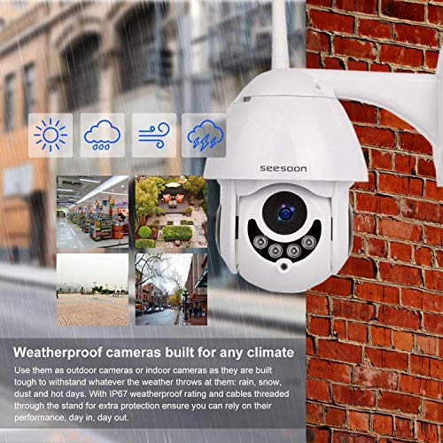 PTZ WiFi IP Camera 1080P HD H.265/H.264 Wireless Waterproof CCTV Security Dome Camera with 4mm F1.2 CS Lens 355° Pan/ 90° Tilt, IR-Cut Night Vision, Motion Detection, Two Way Audio,Micro SD Card