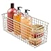 mDesign Narrow Bathroom Metal Wire Storage Organizer Bin Basket Holder with Handles - for Cabinets, Shelves, Closets, Countertops, Bedrooms, Kitchens, Garage, Laundry - 16