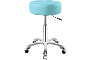 AINILAILY Rolling Adjustable Stool with Wheels for Work Medical Tattoo Salon Office,Swivel Desk Esthetician Hydraulic Stool Chair (Cyan)