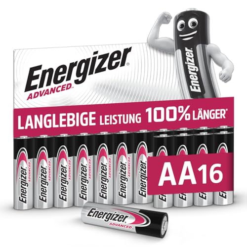 Advanced - AA Batterien (16 Stück) - 1,5V Alkali-Batterien - Leistungsstark und Langlebig - Made in EU - 100% plastikfreie Verpackung - 10 Jahre lagerfähig [Exklusiv bei Amazon]
