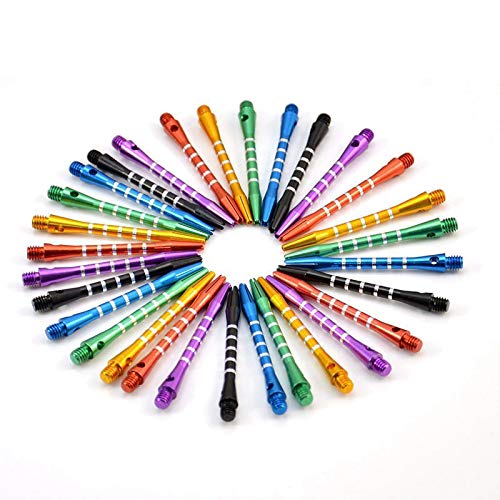 GSRECY 2BA 53mm 6 Color Aluminum Alloy Darts Shafts Harrows Dart Stems Mixed Color(Pack of 30)