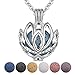 INFUSEU Essential Oil Diffuser Necklace Lotus Flower Pendant for Women Girls Teen Teenager Aromatherapy Jewelry Lava Rock Stone Meditation Gifts for Yoga Instructor Lover Spiritual People Unique